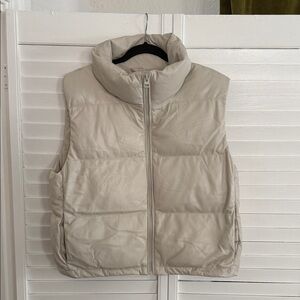 Wilfred Cream Quilted Puffer Leather Vest